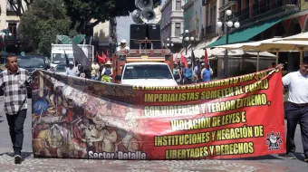 La 28 de Octubre no quemó el autobús del RUTA, dicen durante manifestación