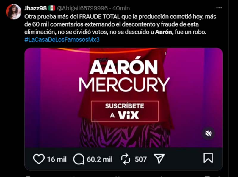 Polémica en La Casa de los Famosos: Aarón Mercury es eliminado y fans acusan fraude
