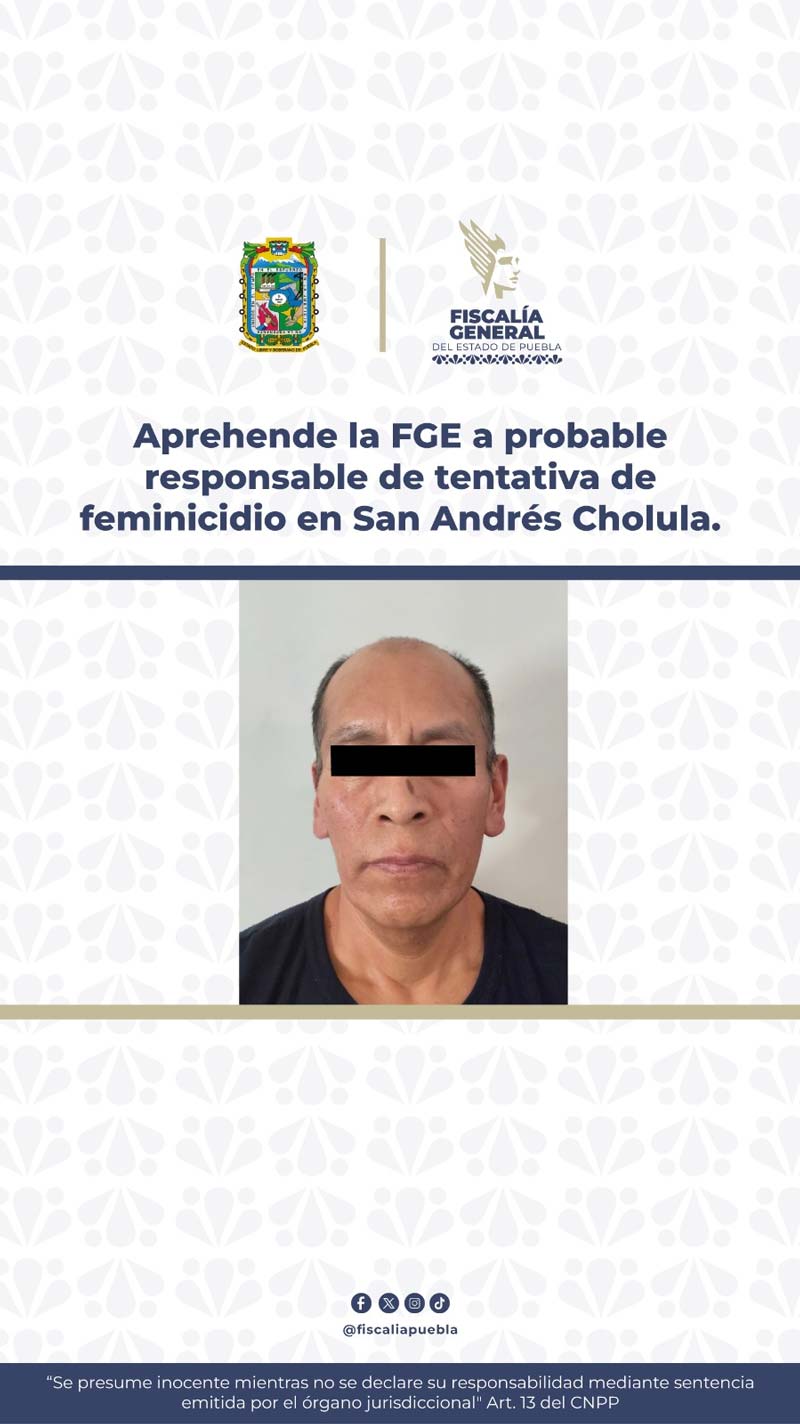 Arrestan a Juan N. por agredir a su ex pareja en San Andrés Cholula