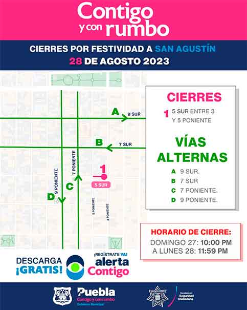 Ayuntamiento de Puebla garantiza orden y seguridad en festividad de San Agustín