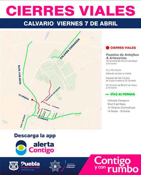 Cierre de vialidades en el CENTRO HISTÓRICO de Puebla