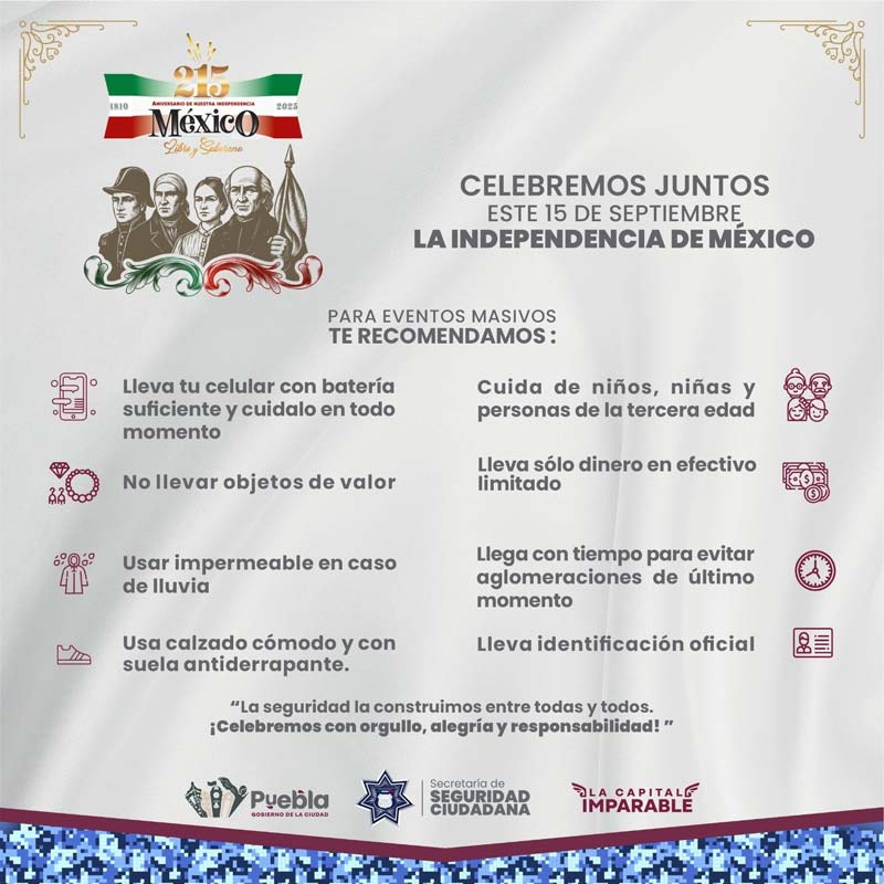 Accesos cerrados al Zócalo y Paseo Bravo; habrá transporte público nocturno por fiestas patrias