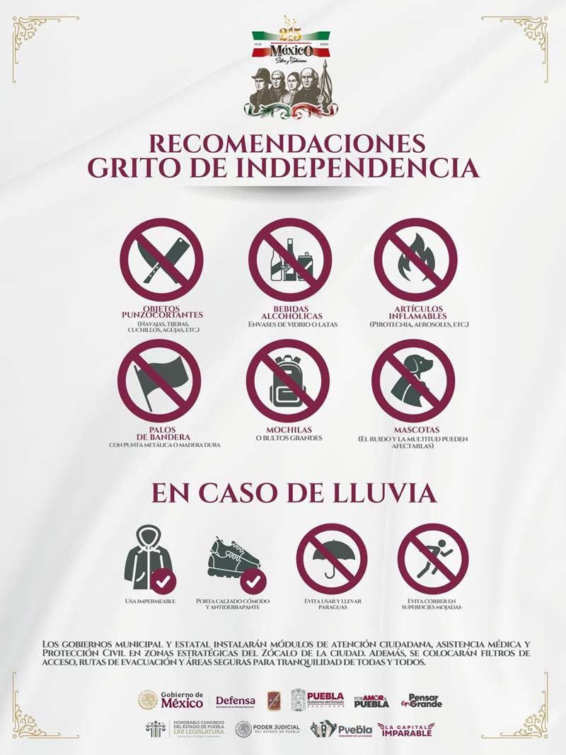Accesos cerrados al Zócalo y Paseo Bravo; habrá transporte público nocturno por fiestas patrias