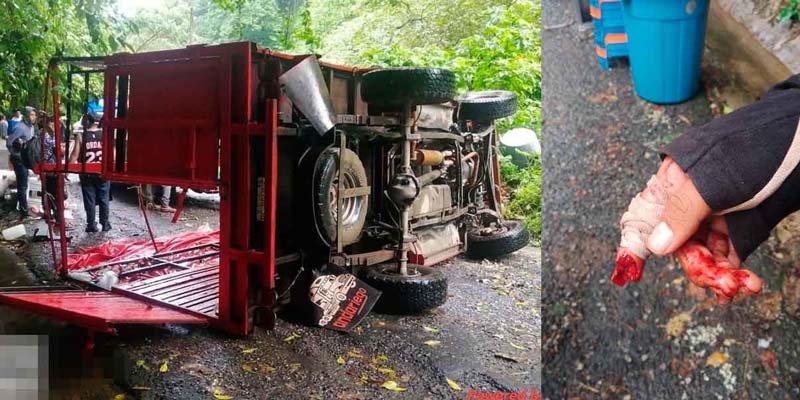 Conductor pierde el control y provoca volcadura en Zihuateutla; hay tres heridos