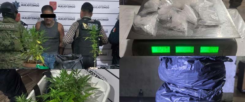 Fueron detenidos tres sujetos con drogas en Huejotzingo