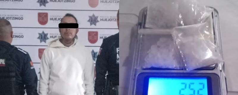 Fueron detenidos tres sujetos con drogas en Huejotzingo