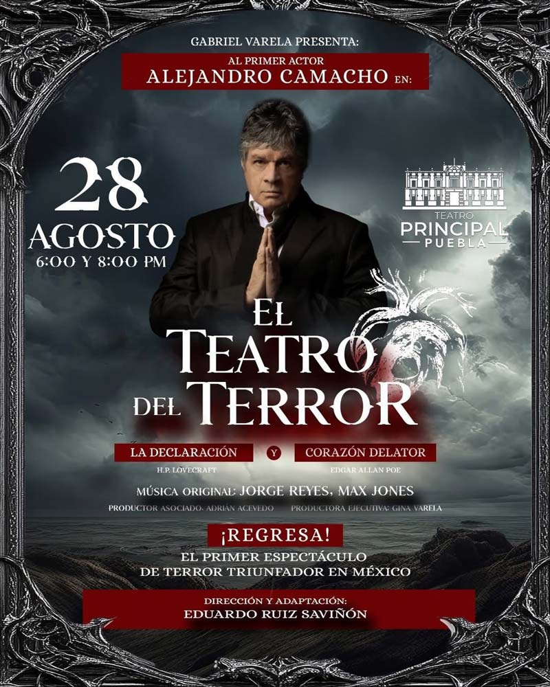 Disfruta el horror en vivo: Alejandro Camacho presenta “El Teatro del Terror” en Puebla