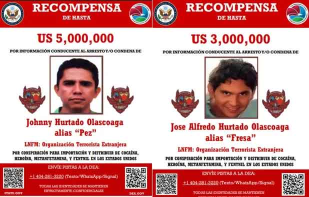 Estos son los líderes del narco por los que EU paga hasta 15 millones de dólares