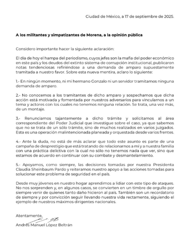 Hijos de AMLO involucrados en amparo por huachicol; familia y Morena denuncian montaje