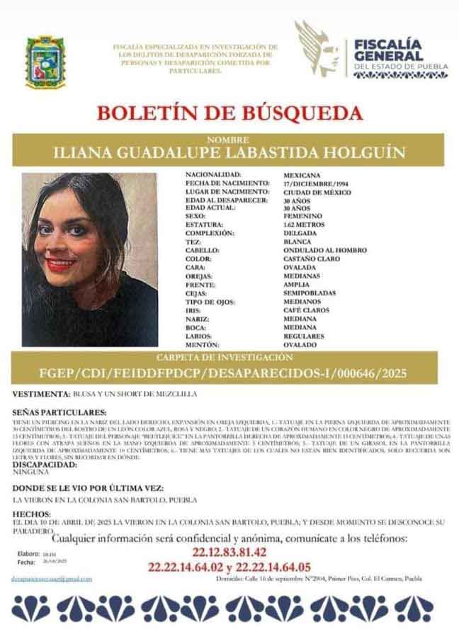 Buscan a Iliana Guadalupe Labastida de 30 años, desapareció en Infonavit San Bartolo