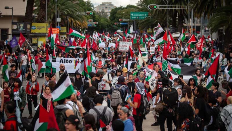 Policías lesionados tras enfrentamiento con encapuchados en marcha pro Palestina