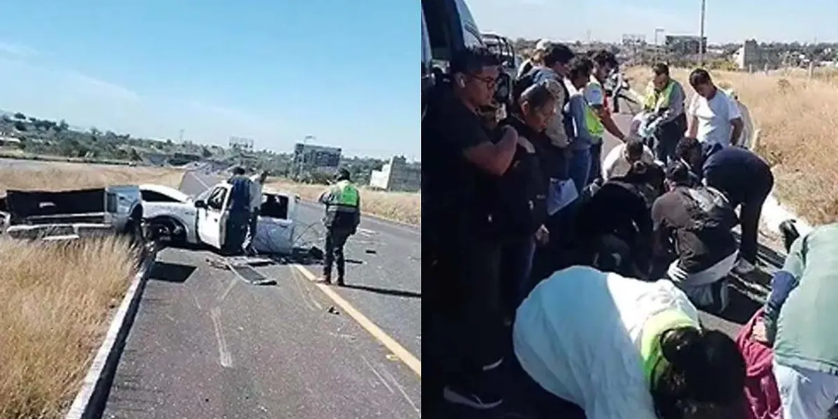 Seis albañiles lesionados en volcadura sobre la autopista Atlixco-Puebla