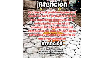 Habitantes de Aljojuca anuncian protesta en la carretera El Seco–Esperanza