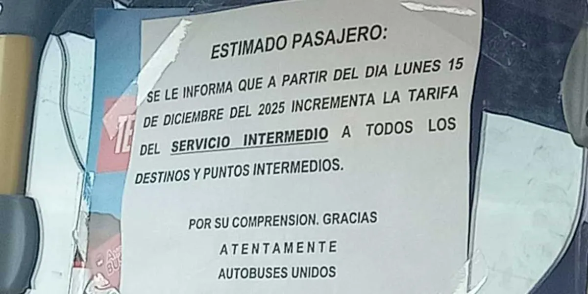 AU anuncia aumento general en tarifas para rutas de Puebla