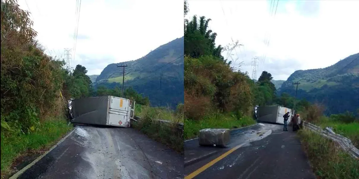 Carretera Dos Caminos–Ocomantla permanece cerrada tras volcadura de camión en Zihuateutla